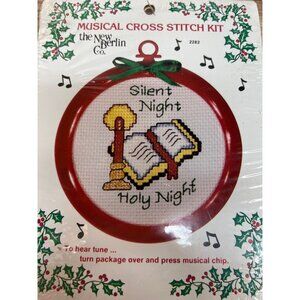 Musical Cross Stitch Kit Silent Night Holy Night Ornament Includes Frame